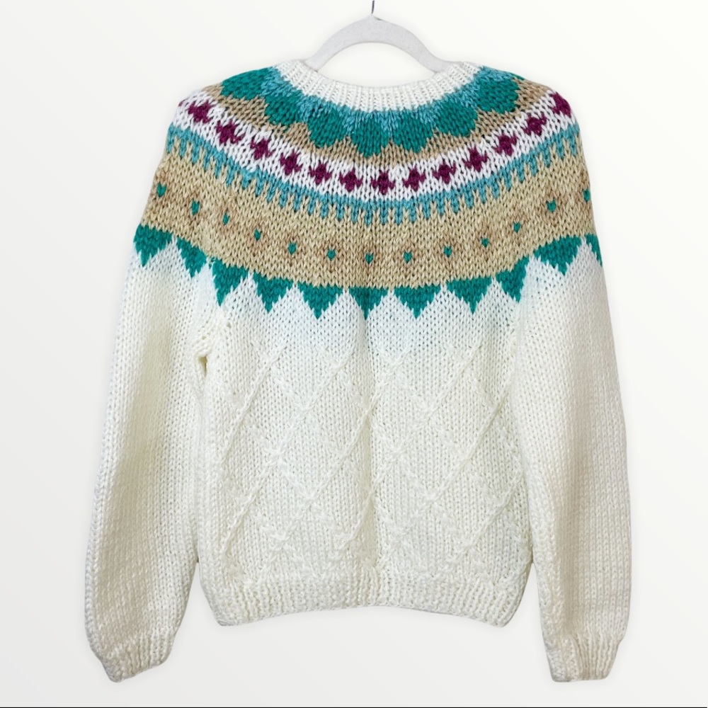 Vintage Chunky Knit Fair Isle Grandma Sweater